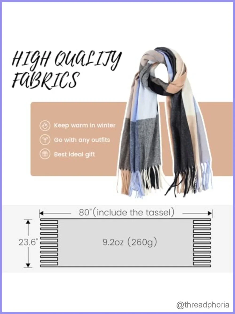 Womens Winter Plaid Blanket Scarf Pashmina Shawl